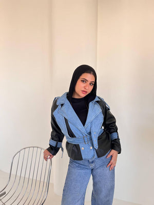 Leather & Denim Jacket - DANYAH
