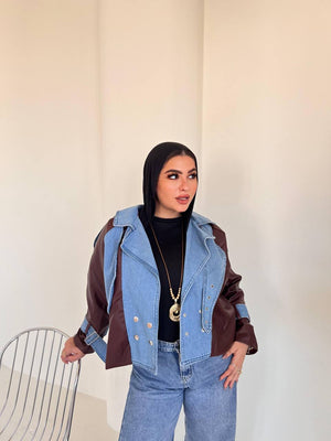 Leather & Denim Jacket - DANYAH