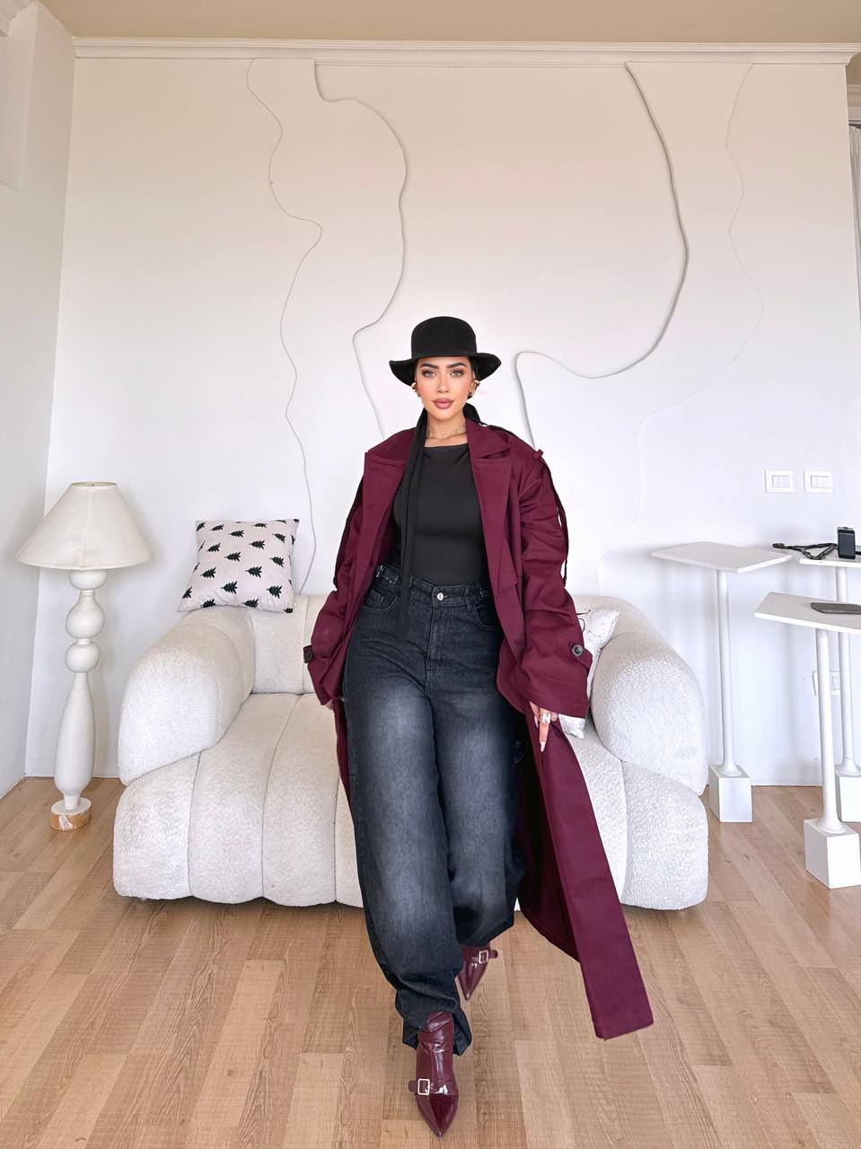 Long Gabardine Trench Coat