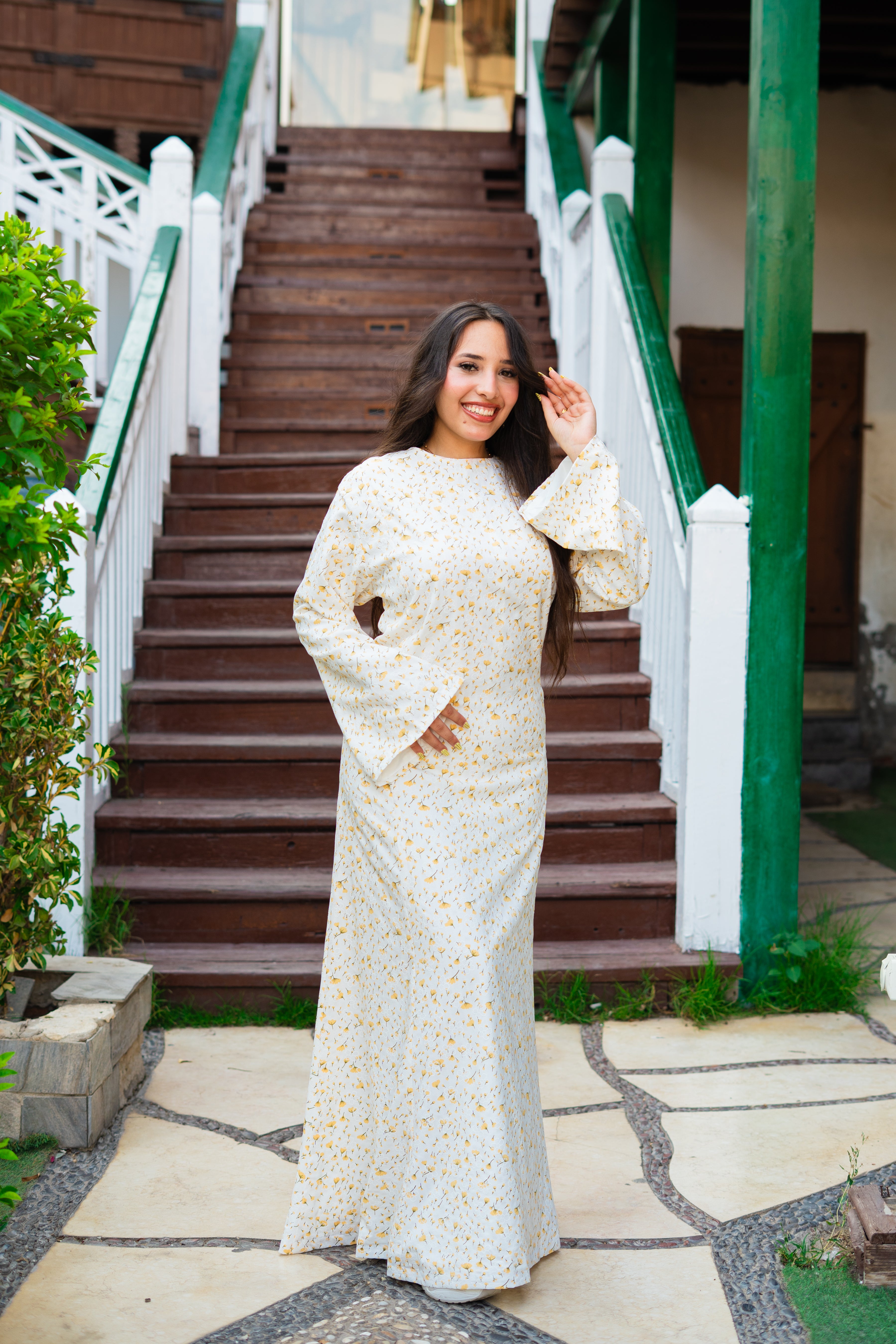 Floral Lace-Up Maxi Dress