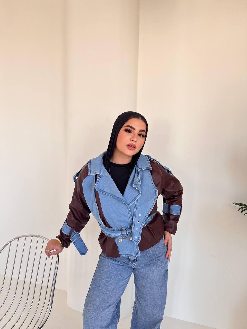 Leather & Denim Jacket - DANYAH