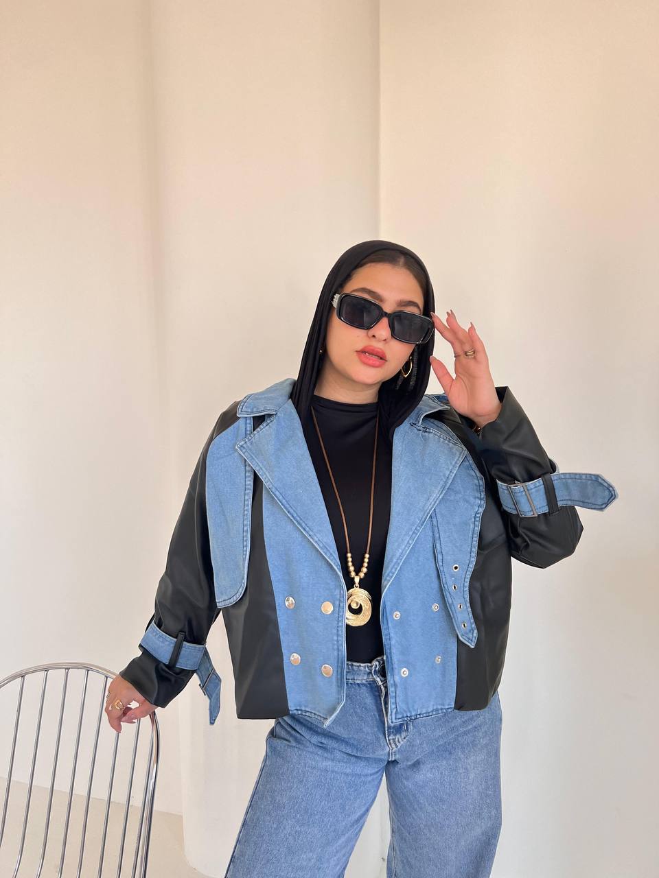 Leather & Denim Jacket - DANYAH