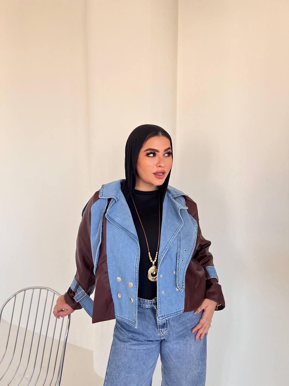 Leather & Denim Jacket - DANYAH
