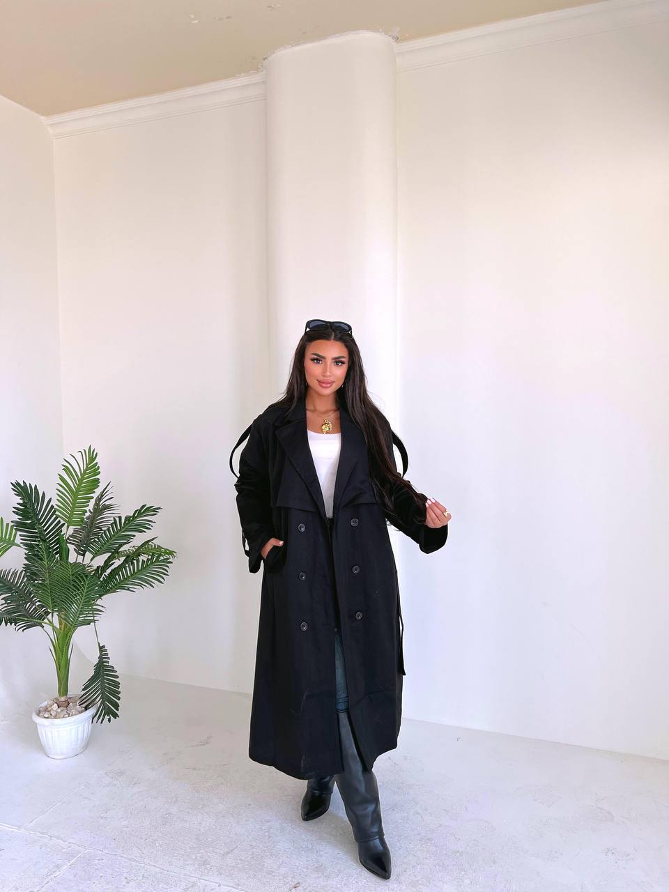 Long Gabardine Trench Coat - DANYAH