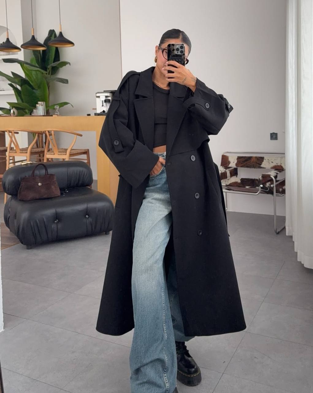 Long Gabardine Trench Coat - DANYAH