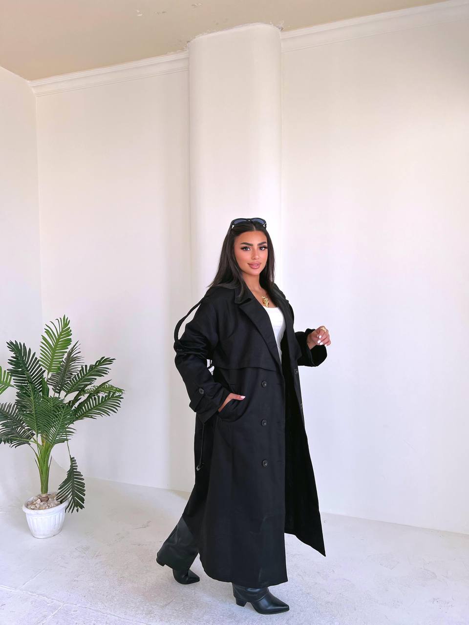 Long Gabardine Trench Coat - DANYAH