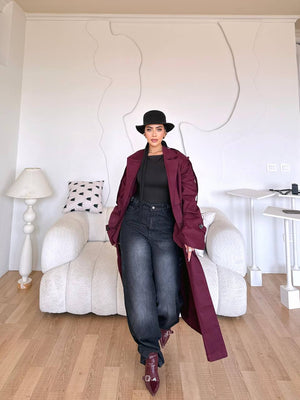 Long Gabardine Trench Coat - DANYAH