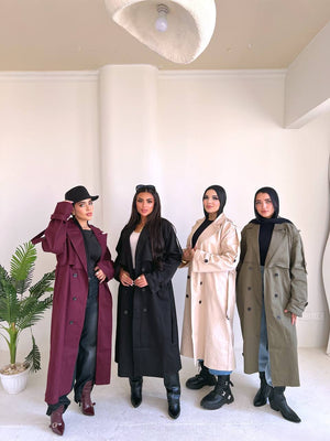 Long Gabardine Trench Coat - DANYAH