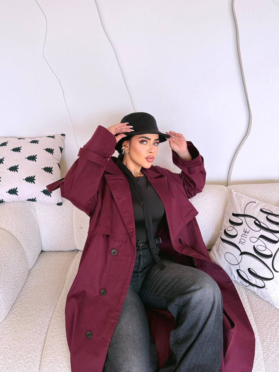 Long Gabardine Trench Coat - DANYAH