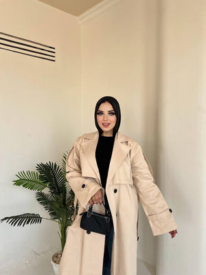 Long Gabardine Trench Coat - DANYAH