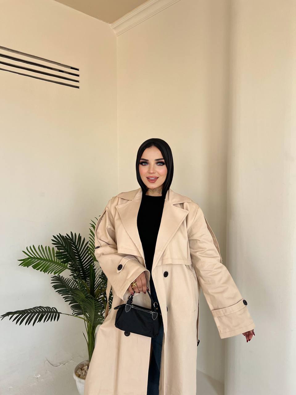 Long Gabardine Trench Coat - DANYAH