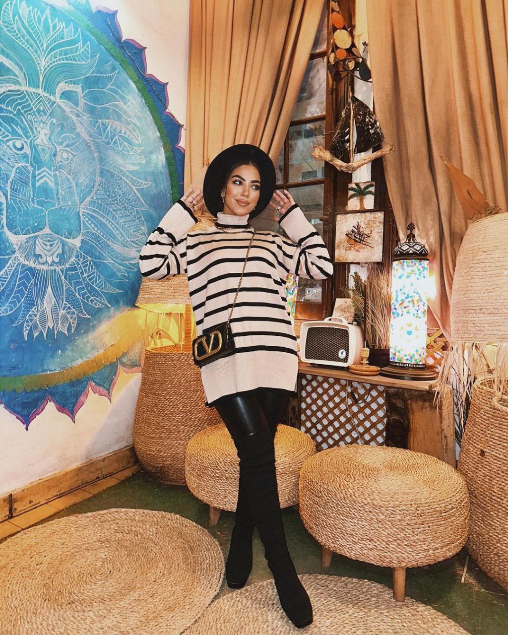 Striped Knitted High-Neck Sweater