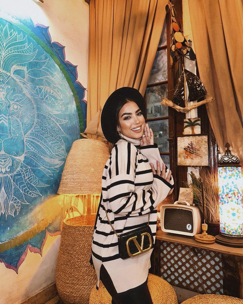 Striped Knitted High-Neck Sweater