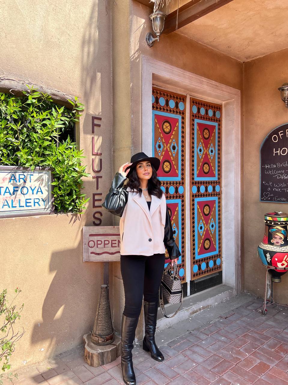 Black Short Jacket with Faux Leather Sleeves